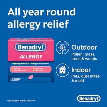 Benadryl Ultratabs Go Packs - Travel-Friendly Allergy Relief with Diphenhydramine HCl, 60 Packets of...