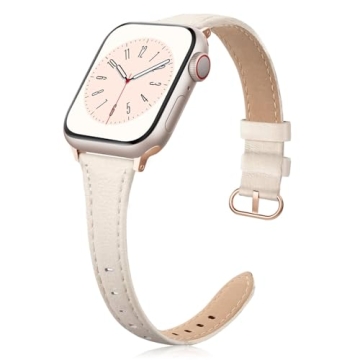 SWEES Slim Leather Band for Apple Watch Series 10, Elegant Genuine Leather Strap for Women