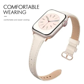 SWEES Slim Leather Band for Apple Watch Women 38mm 42mm