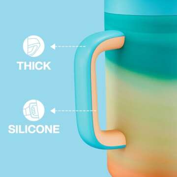 ENCOOL 40 oz Tumbler with Handle and Straw, 100% Leakproof Insulated Tumbler with Lid and Straw, Stainless Steel Travel Mug, Keeps Cold for 34 Hours, Car Cup Holder Friendly (Avenue)