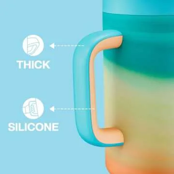 ENCOOL 40 oz Tumbler with Handle and Straw, 100% Leakproof Insulated Tumbler with Lid and Straw, Stainless Steel Travel Mug, Keeps Cold for 34 Hours, Car Cup Holder Friendly (Avenue)