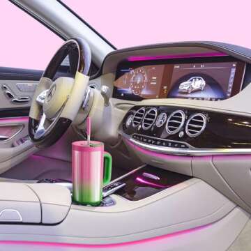 ENCOOL 40 oz Tumbler with Handle and Straw, 100% Leakproof Insulated Tumbler with Lid and Straw, Stainless Steel Travel Mug, Keeps Cold for 34 Hours, Car Cup Holder Friendly (Avenue)