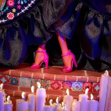 Barbie Signature Doll, 2024 Día De Muertos Collectible in Black Dress with Blue Ruffle Top, Embroidered Print, and Colorful Accessories