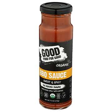 Good Food For Good Organic Sweet & Spicy BBQ Sauce, No Added Sugar, Whole30 Approved, 9.5 Oz