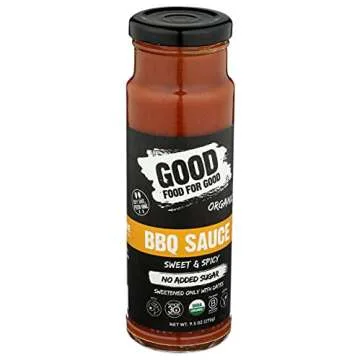 Good Food For Good Organic Sweet & Spicy BBQ Sauce, No Added Sugar, Whole30 Approved, 9.5 Oz