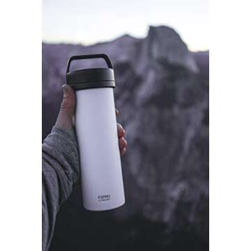 ESPRO P0 Ultralight French Press Coffee Maker for Travel, Vacuum Insulated Stainless Steel, 16 Ounces, Brushed Stainless Steel