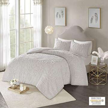 Madison Park Laetitia Comforter Bohemian Tufted Cotton Chenille, Medallion Shabby Chic All Season Do...