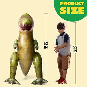 Giant 62” T-Rex Dinosaur Inflatable for Parties and Play