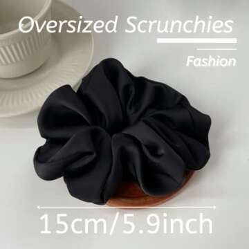 Large Satin Scrunchies Oversized Scrunchies Jumbo Scrunchies Sleeping Giant Scrunchie No Damage Big Satin Silk Scrunchies for Women(B)