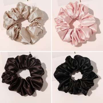 Large Satin Scrunchies Oversized Scrunchies Jumbo Scrunchies Sleeping Giant Scrunchie No Damage Big Satin Silk Scrunchies for Women(B)