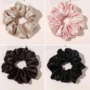 Large Satin Scrunchies Oversized Scrunchies Jumbo Scrunchies Sleeping Giant Scrunchie No Damage Big Satin Silk Scrunchies for Women(B)