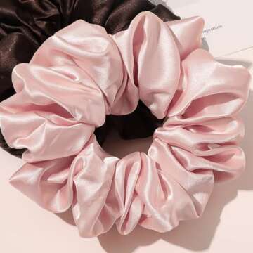 Large Satin Scrunchies Oversized Scrunchies Jumbo Scrunchies Sleeping Giant Scrunchie No Damage Big Satin Silk Scrunchies for Women(B)