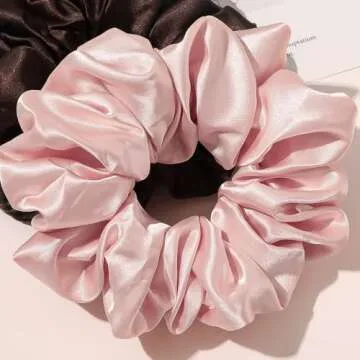 Large Satin Scrunchies Oversized Scrunchies Jumbo Scrunchies Sleeping Giant Scrunchie No Damage Big Satin Silk Scrunchies for Women(B)