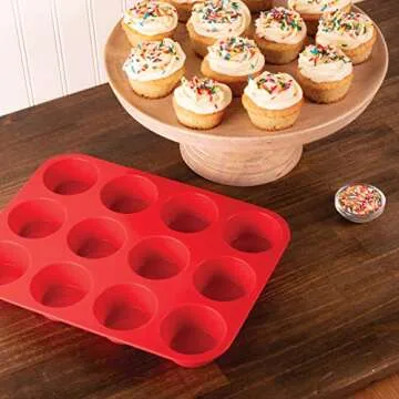 Mrs. Anderson's 12-Cup Silicone Muffin Pan for Easy Baking