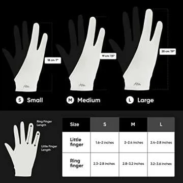 Articka Artist Glove for Drawing Tablet, iPad (Smudge Guard, Two-Finger, Reduces Friction, Elastic Lycra, Good for Right and Left Hand) (Small, Black&White 2-Pack)