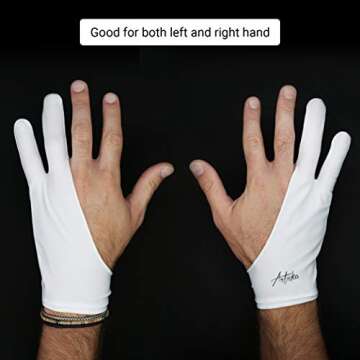Articka Artist Glove for Drawing Tablet, iPad (Smudge Guard, Two-Finger, Reduces Friction, Elastic Lycra, Good for Right and Left Hand) (Small, Black&White 2-Pack)