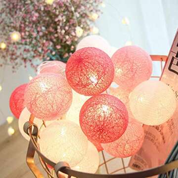 XIYUNTE Cotton Ball String Lights, 3M/10FT 20 LED Cotton Ball Lights, USB or Battery Powered 4CM Cotton Ball Fairy Lights for Bedroom, Wedding, Party, Home Decor