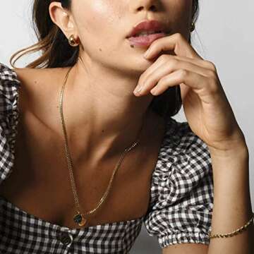 KISSPAT 14K Gold Plated Small Chunky Huggie Hoop Earrings for Women | Chunky Gold Earrings Hypoallergenic Sterling Silver Post Thick Huggie Earring Leverback Gold Earring