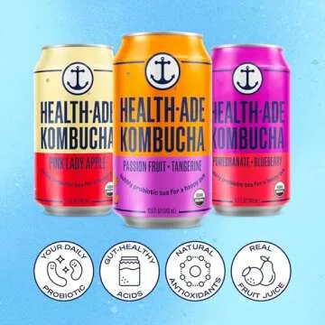 Health-Ade Organic Kombucha Tea, Fruity Favorites Variety Pack, 12-Pack - Probiotic & Gut Health Sup...