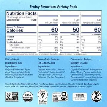 Health-Ade Organic Kombucha, Fruity Variety - 12-Pack