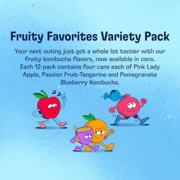 Health-Ade Organic Kombucha, Fruity Variety - 12-Pack
