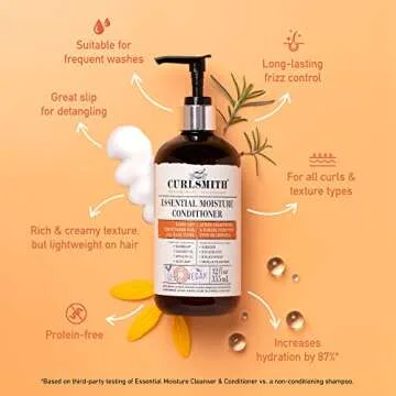 CURLSMITH - Essential Moisture Conditioner, Lightweight Frizz Control for Wavy, Curly and Coily Hair, Vegan (12 fl.oz)