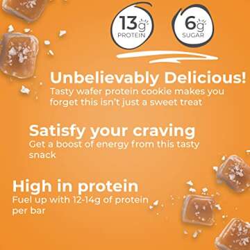 Power Crunch Protein Wafer Bars, High Protein Snacks with Delicious Taste, Salted Caramel, 1.4 Ounce...