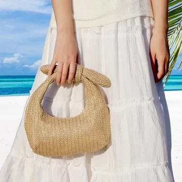 KOOIJNKO Knotted Straw Clutch for Summer Style