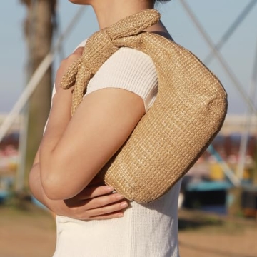 KOOIJNKO Knotted Straw Clutch for Summer Style