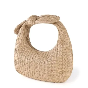 KOOIJNKO Knotted Straw Clutch for Summer Style