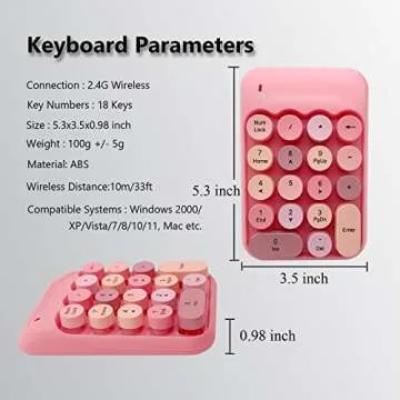 Seaciyan Wireless Number Pad for Cute Ergonomic Style