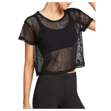 SweatyRocks Women's Sheer Mesh Crop Top for Active Wear