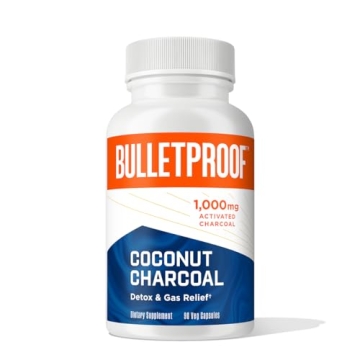 Bulletproof Coconut Charcoal Detox and Gas Relief Capsules, 90 Count, Sourced from 100% Coconut Shells