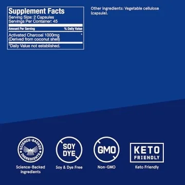 Bulletproof Coconut Charcoal Detox and Gas Relief Capsules, 90 Count, Sourced from 100% Coconut Shells