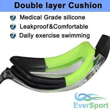 EverSport Kids Portable Swim Goggles, Pack of 2 Swimming Goggles for Children Teens, Anti-Fog Anti-UV Youth Swim Glasses Leak Proof for Age4-16, Green/Black & Green
