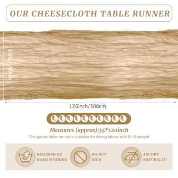 BOUBONI 1 Pack 10ft Nude Cheesecloth Table Runner 35x120 Inch Boho Gauze Table Runner Cheese Cloth Table Runner for Birthday Party Wedding Decoration Baby Shower Christmas Decor Special Events