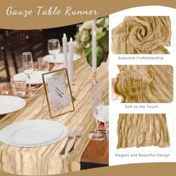 BOUBONI 1 Pack 10ft Nude Cheesecloth Table Runner 35x120 Inch Boho Gauze Table Runner Cheese Cloth Table Runner for Birthday Party Wedding Decoration Baby Shower Christmas Decor Special Events