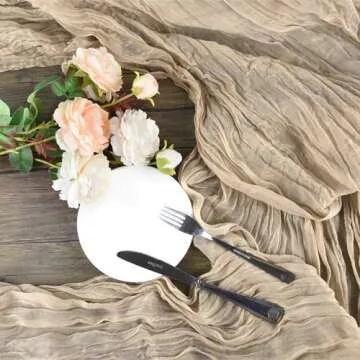 BOUBONI 1 Pack 10ft Nude Cheesecloth Table Runner 35x120 Inch Boho Gauze Table Runner Cheese Cloth Table Runner for Birthday Party Wedding Decoration Baby Shower Christmas Decor Special Events