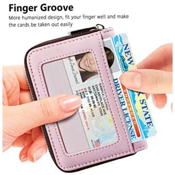 FurArt Credit Card Wallet, Zipper Card Cases Holder for Men Women, RFID Blocking, KeyChain Wallet, C...