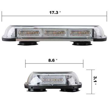 ASPL 64LED 17" Roof Top Strobe Lights, High Visibility Emergency Safety Warning LED Mini Strobe Light bar with Magnetic Base for 12-24V Car, Trucks, Construction Vehicles (Amber)