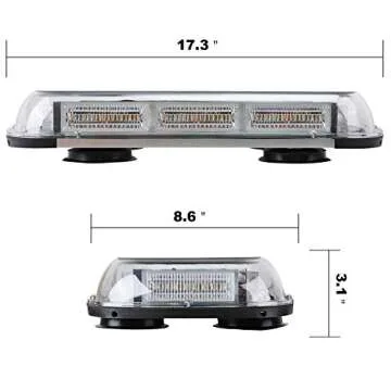 ASPL 64LED 17" Roof Top Strobe Lights, High Visibility Emergency Safety Warning LED Mini Strobe Light bar with Magnetic Base for 12-24V Car, Trucks, Construction Vehicles (Amber)