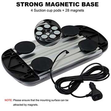 ASPL 64LED 17" Roof Top Strobe Lights, High Visibility Emergency Safety Warning LED Mini Strobe Light bar with Magnetic Base for 12-24V Car, Trucks, Construction Vehicles (Amber)