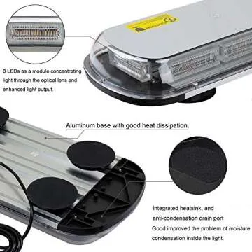 ASPL 64LED 17" Roof Top Strobe Lights, High Visibility Emergency Safety Warning LED Mini Strobe Light bar with Magnetic Base for 12-24V Car, Trucks, Construction Vehicles (Amber)