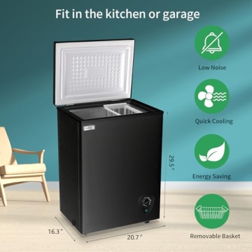 WANAI Chest Freezer 3.5 Cubic Feet - Low Noise & Energy Saving for Kitchens
