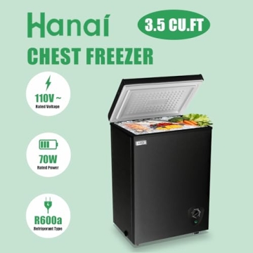 WANAI 3.5 Cubic Feet Chest Freezer - Energy Efficient & Quiet