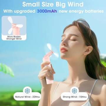 OLV Handheld Mini Fan Portable Rechargeable 3000mAh USB Battery Powered 22+Hrs Runtime Small Hand He...