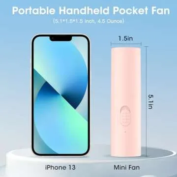 OLV Handheld Mini Fan Portable Rechargeable 3000mAh USB Battery Powered 22+Hrs Runtime Small Hand Held Fan Foldable Pocket Personal Fan Gifts for Women Girls Men Office,Travel,Outdoor - Pink