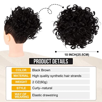 FLUFYMOOZ Black Brown Messy Bun Hair Piece for Women