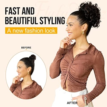 FLUFYMOOZ Black Brown Messy Bun Hair Piece for Women