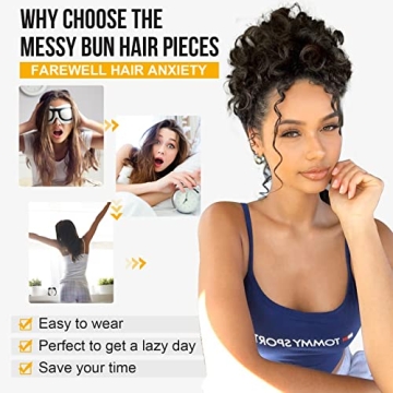 FLUFYMOOZ Black Brown Messy Bun Hair Piece for Women